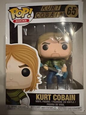 Funko Kurt Cobain Vinyl Figure - Green Striped Shirt, Blue Guitar